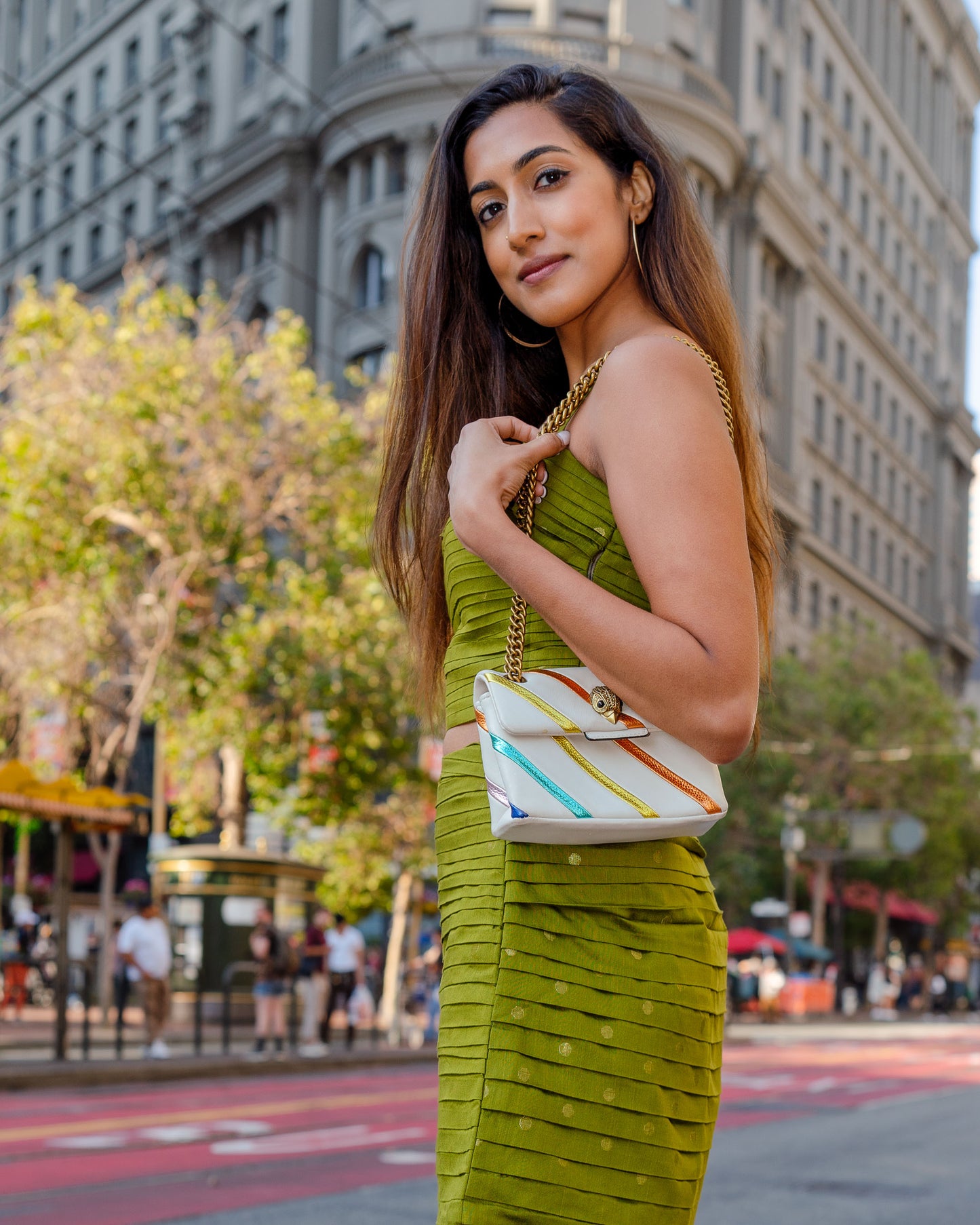 Olive Green Ruched Mini Skirt