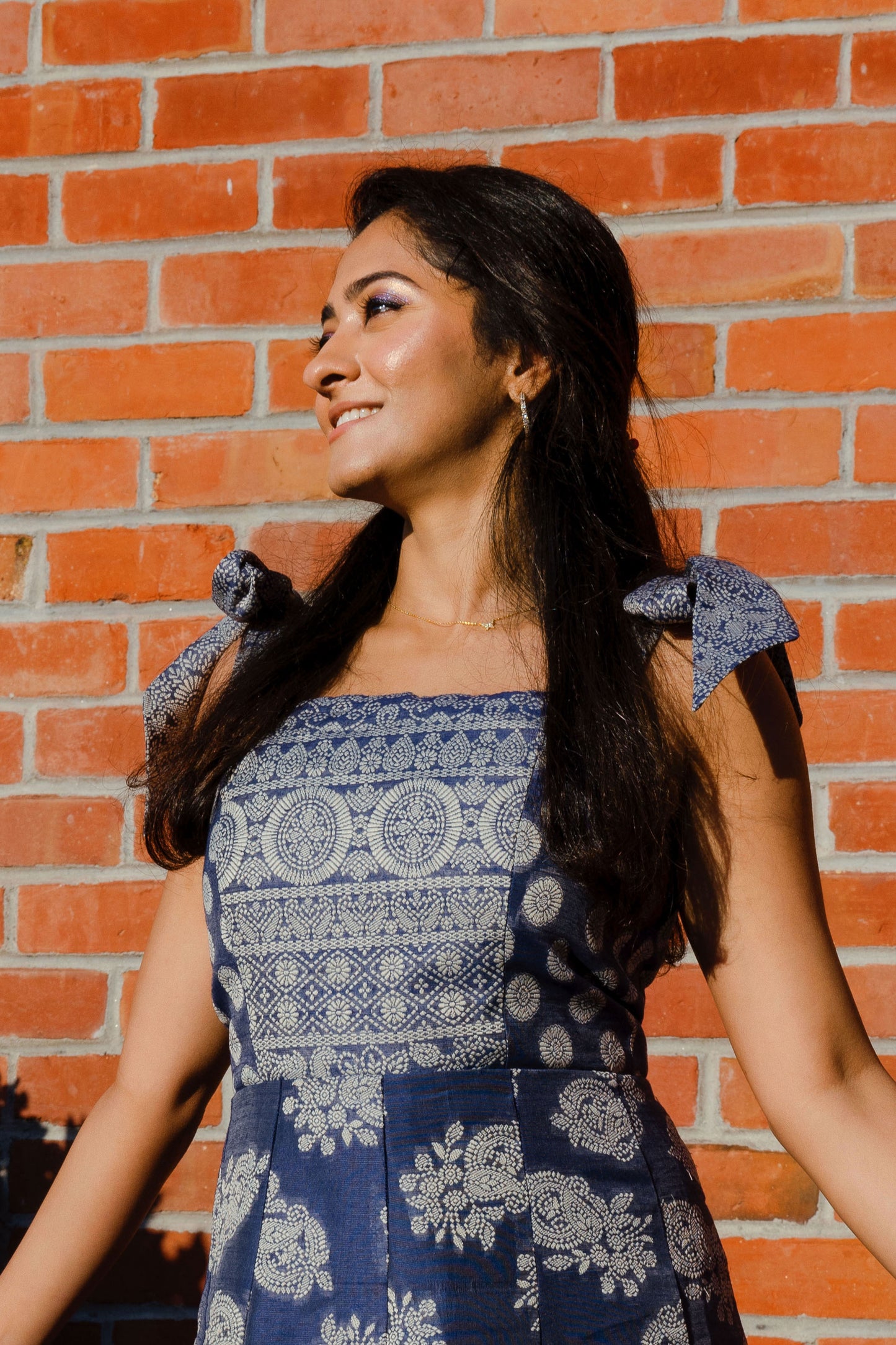 Sunehri Paneled Tie Strap Dress