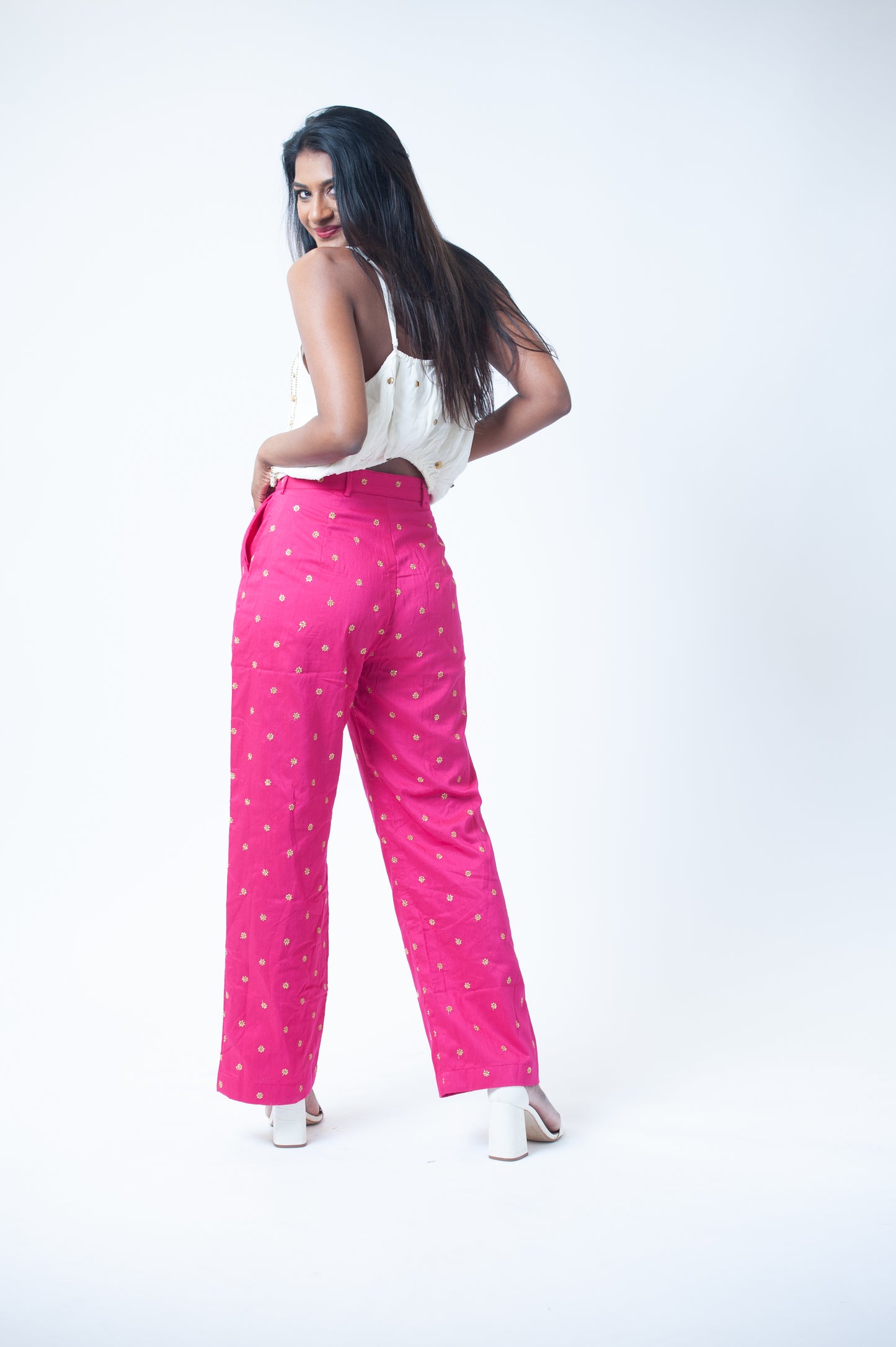 Rani Pink Sequin Embroidered Pants