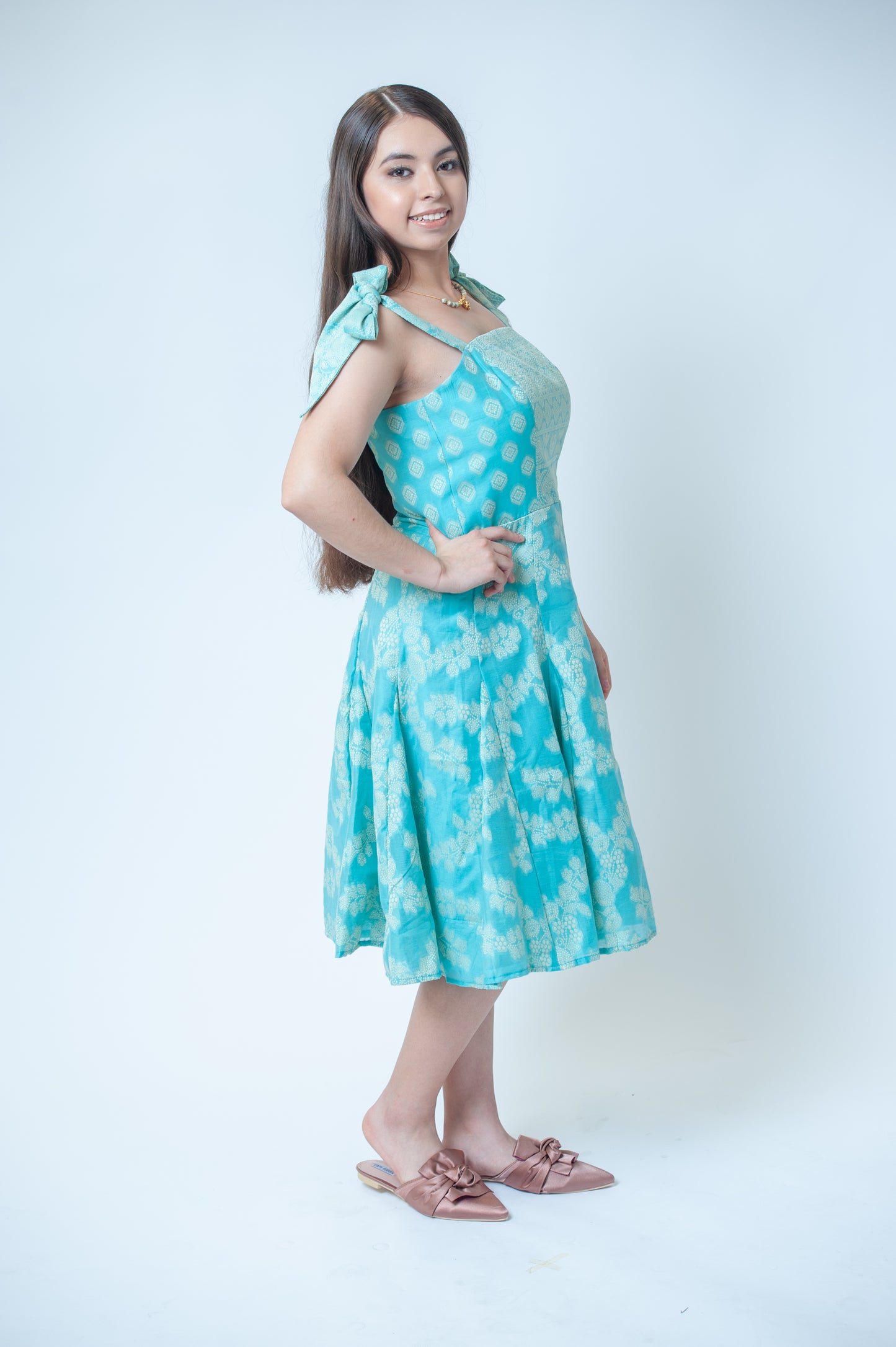 Sunehri Paneled Tie Strap Dress