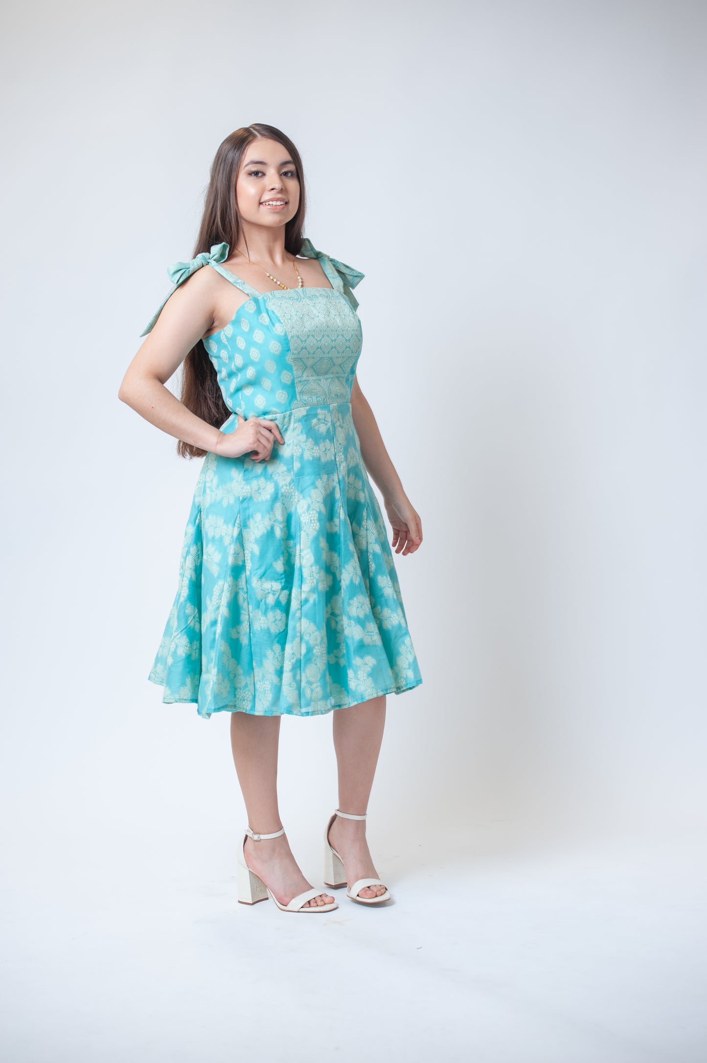 Sunehri Paneled Tie Strap Dress