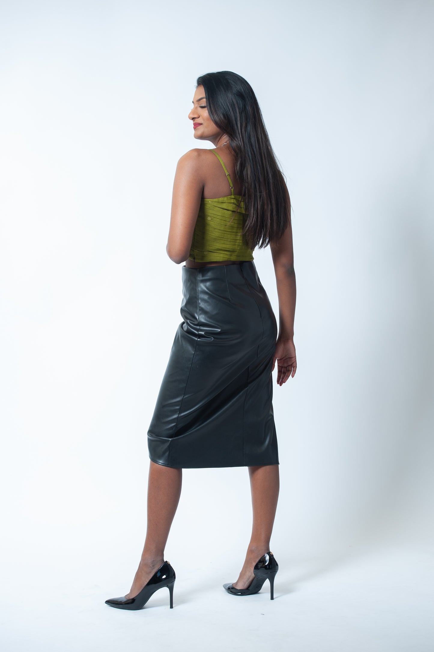 Olive Ruched Crop Top